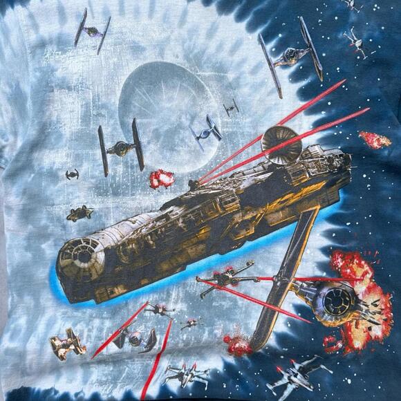 Vintage Star Wars Liquid Blue 1996 Millennium Falcon T shirt - Picture 5 of 8